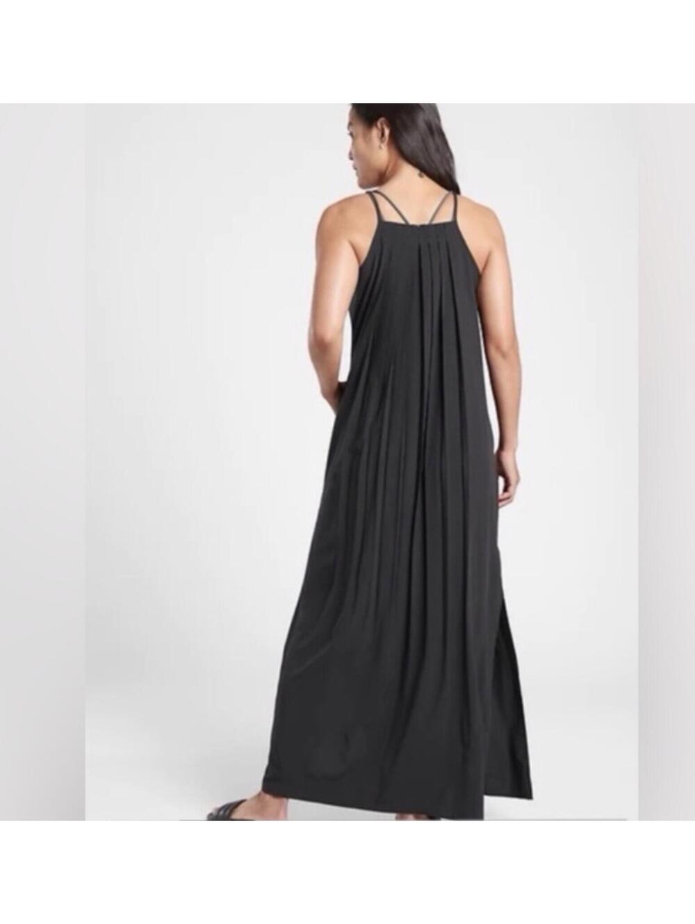 Athleta NWT Women's Hayes Pleated Maxi Black Dress Size 1X - Picture 2 of 6